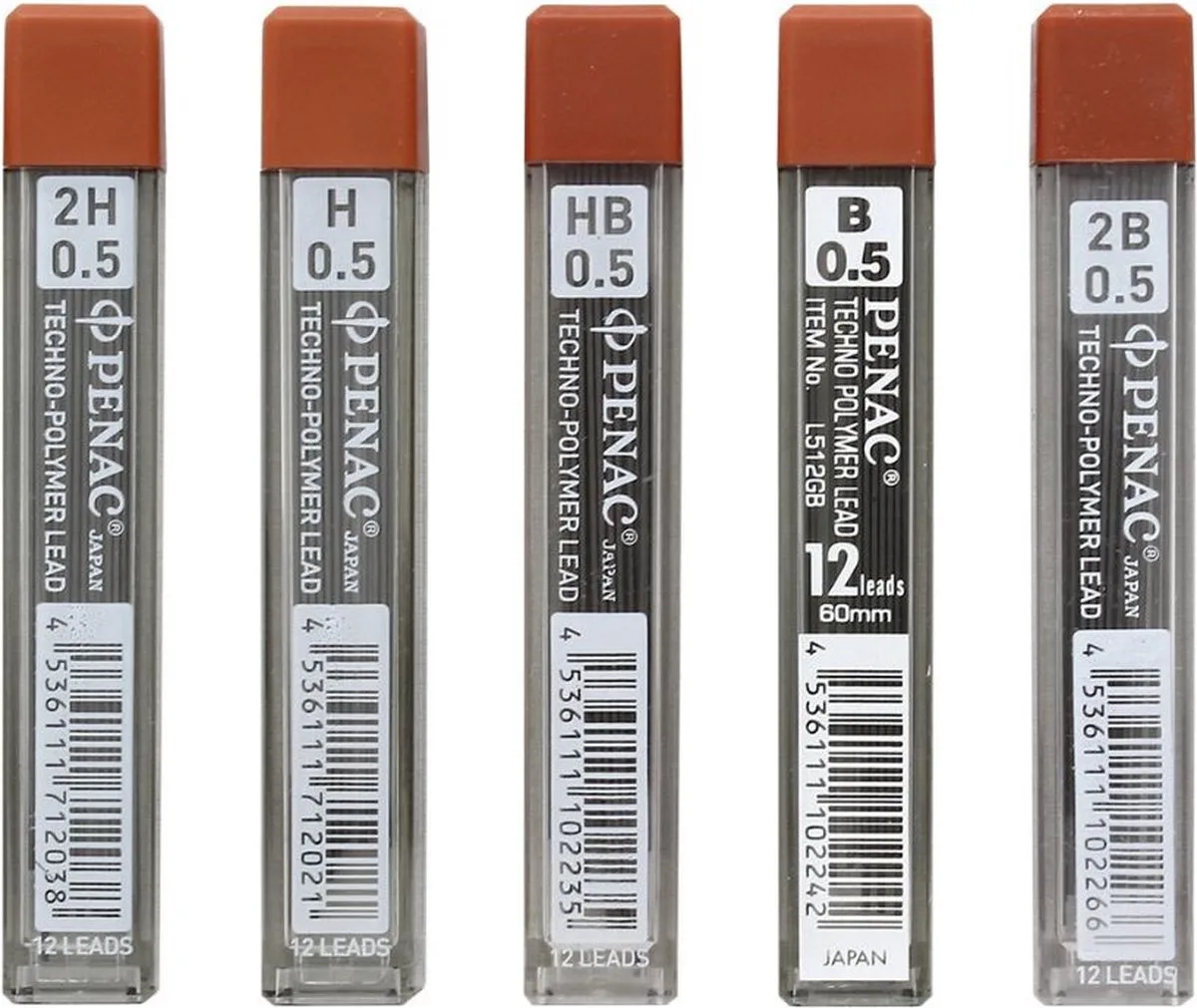 Hi-Tec Polymer - Leads vulpotlood vulling - 0.5mm - Navullingen - HB - B - 2B - H - 2H van Penac in Zwart – productfoto
