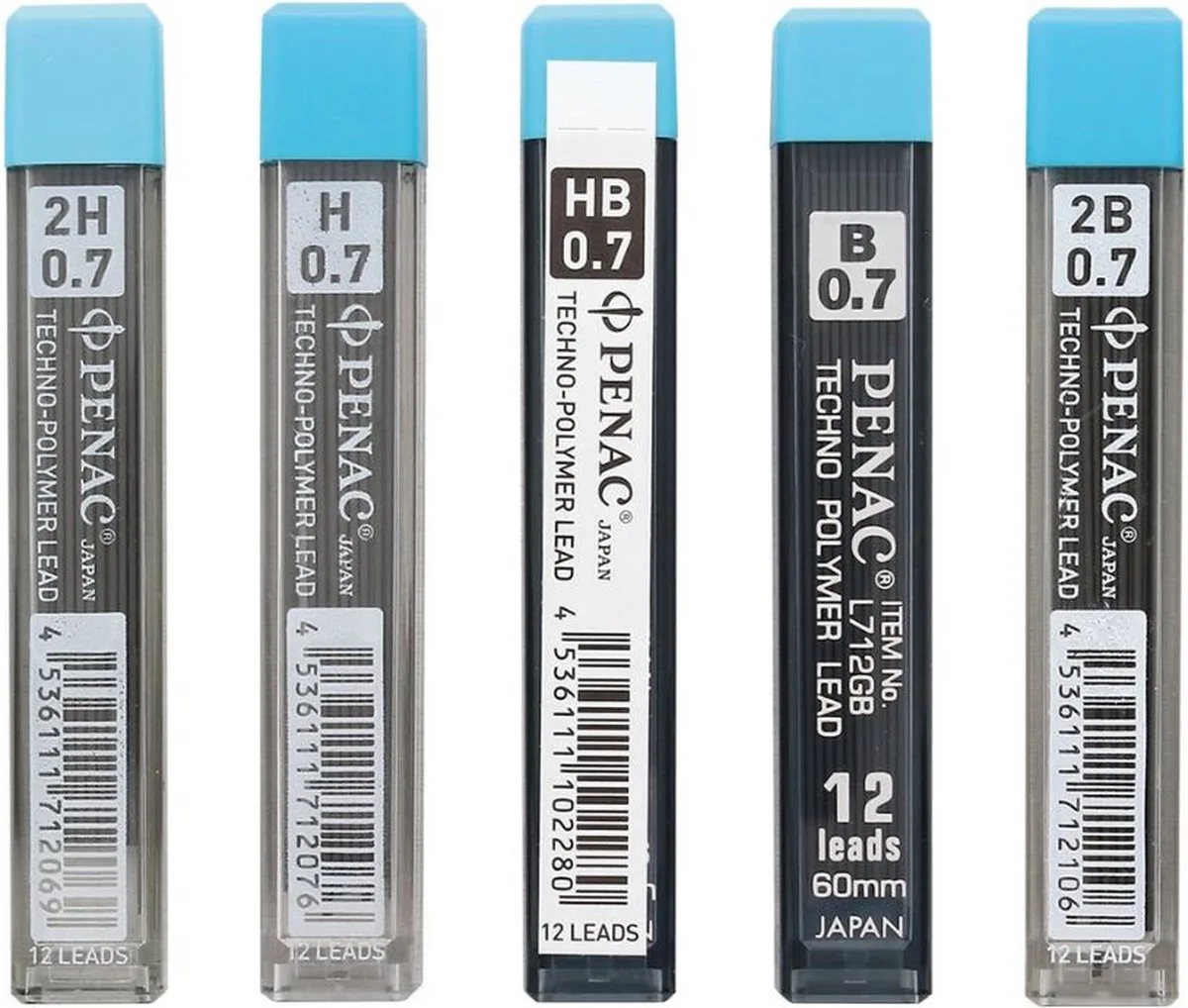 Hi-Tec Polymer - Leads vulpotlood vulling - 0.7mm - Navullingen - HB - B - 2B - H - 2H van Penac in Zwart – productfoto