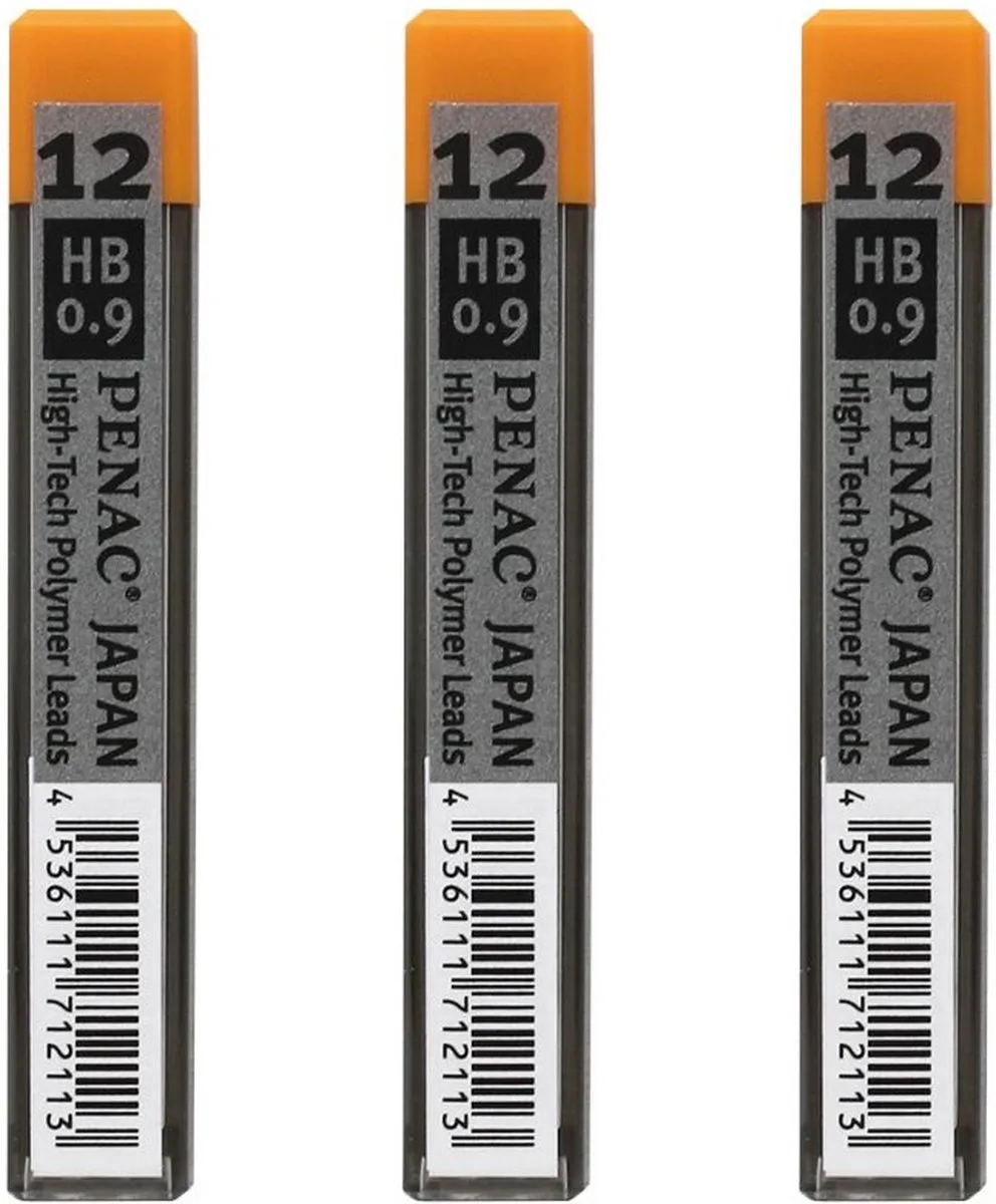 Hi-Tec Polymer - Leads vulpotlood vulling - 0.9mm - Navulling - HB - 36 stuks van Penac in Zwart – productfoto