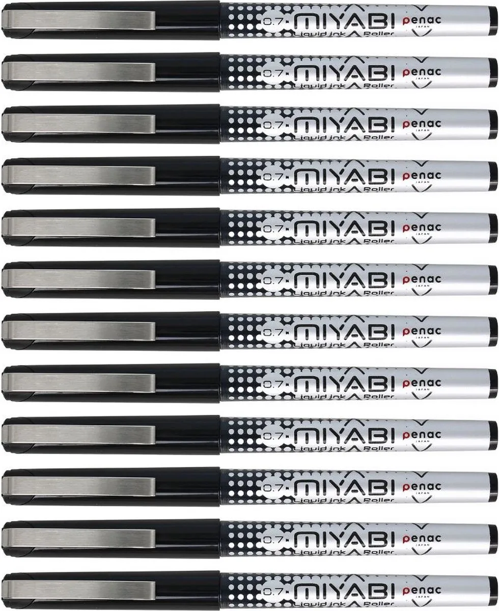 Miyabi - Roller Ballpen - 0.7 mm - Vloeibare Ink - 12 Stuks fra Penac i Sort – produktbillede
