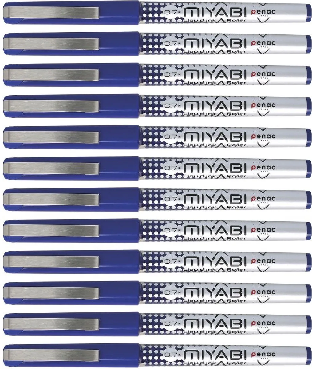 Miyabi - Rollerbalpen - 0.7mm - Metalen clip - 12 Stuks från Penac i Blå – produktbild