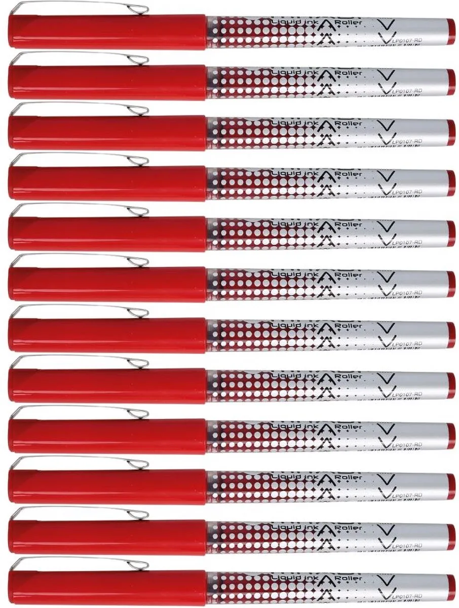 Miyabi - Rollerbalpen - 0.7mm - Metalen clip - 12 Stuks van Penac in Rood – productfoto