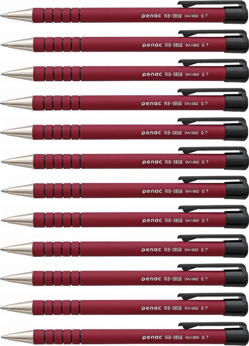 RB-085 - 12 pack - Balpen - 0.7mm - Rode inkt von Penac in Rot – Produktfoto