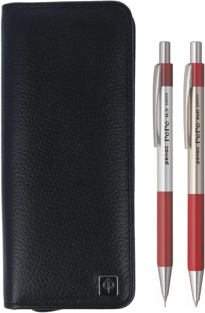 Set - Metaal - 1 Vulpotlood - 1 Balpen - Luxe Editie - Etui från Penac i Röd – produktbild
