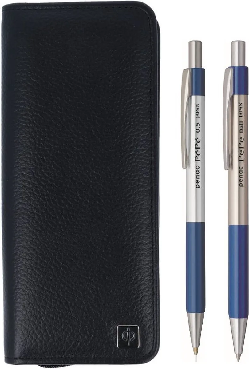 Set - Vulpotlood - Balpen - Metaal - Luxe Editie - Etui de Penac en Bleu – photo produit
