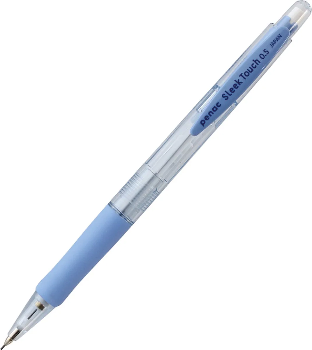 Sleek touch - Mechanical Pencil - Transparant Blauw - Vulpotlood - 0.5 mm - 12 Vulpotloden fra Penac i Pastel blauw – produktbillede