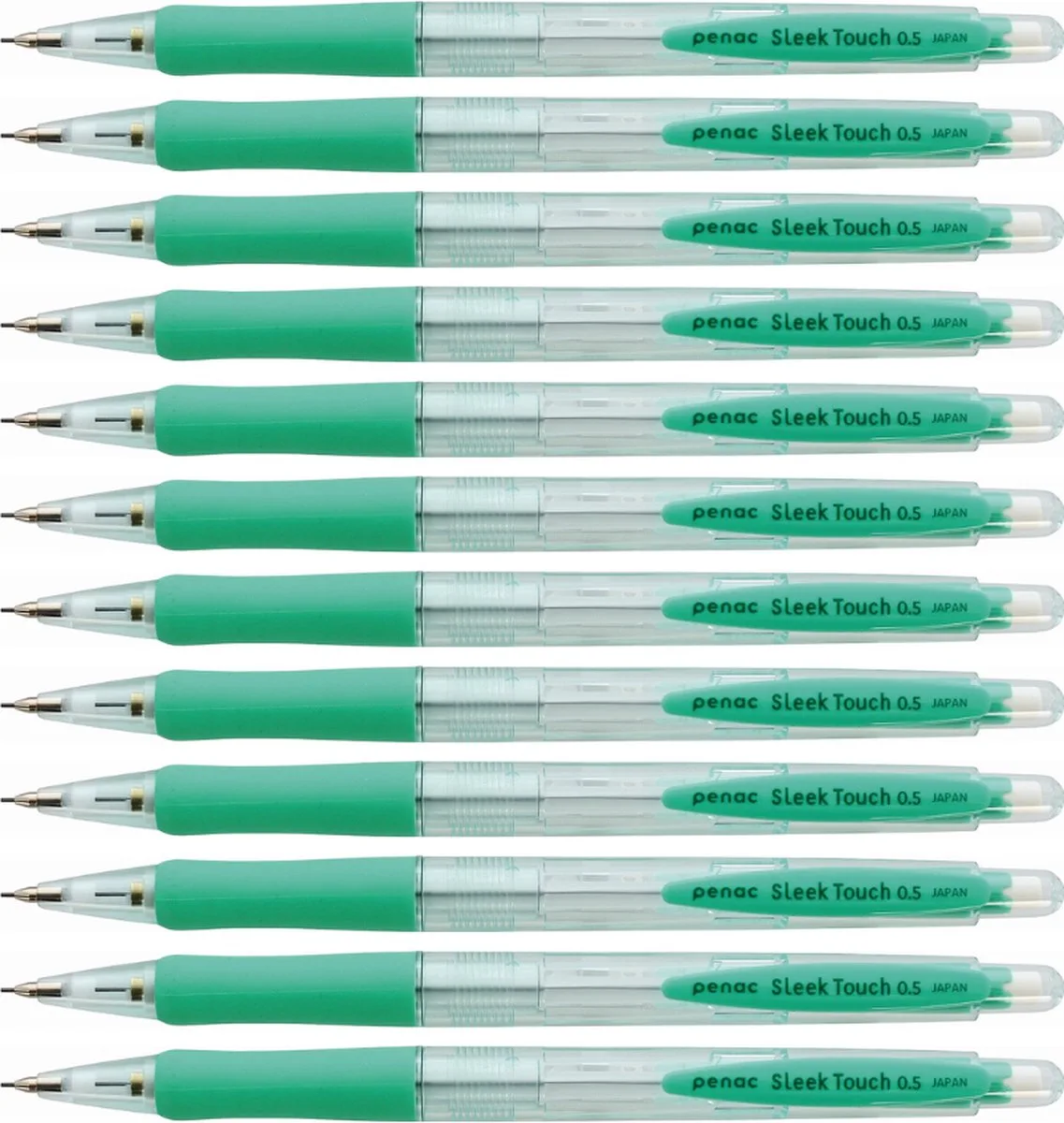 Sleek touch - Mechanical Pencil - Transparant Groen - Vulpotlood - 0.5 mm - 12 Vulpotloden från Penac i Pastel groen – produktbild