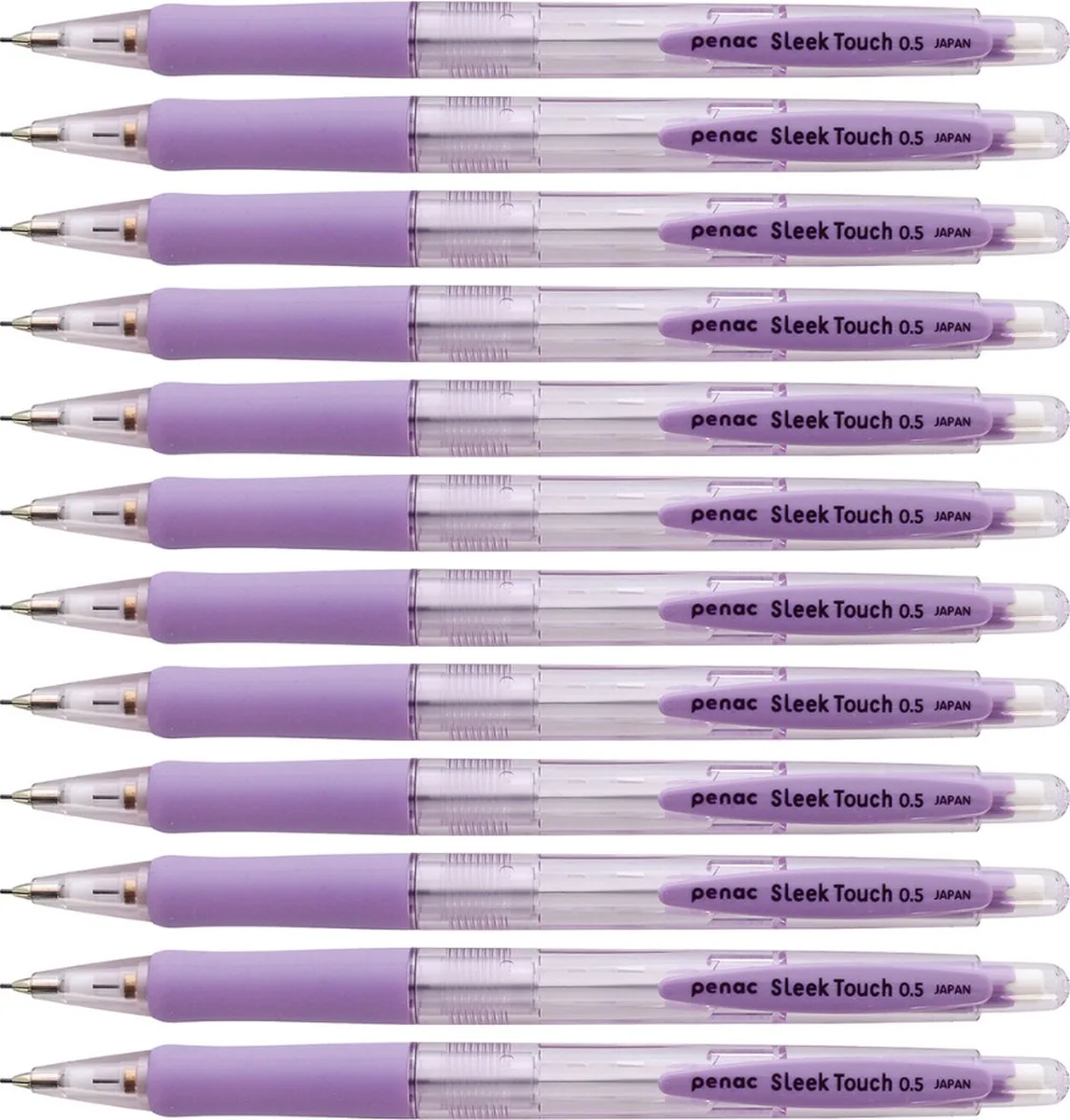 Sleek touch - Mechanical Pencil - Transparant Paars - Vulpotlood - 0.5 mm - 12 Vulpotloden fra Penac i Pastel paars – produktbillede