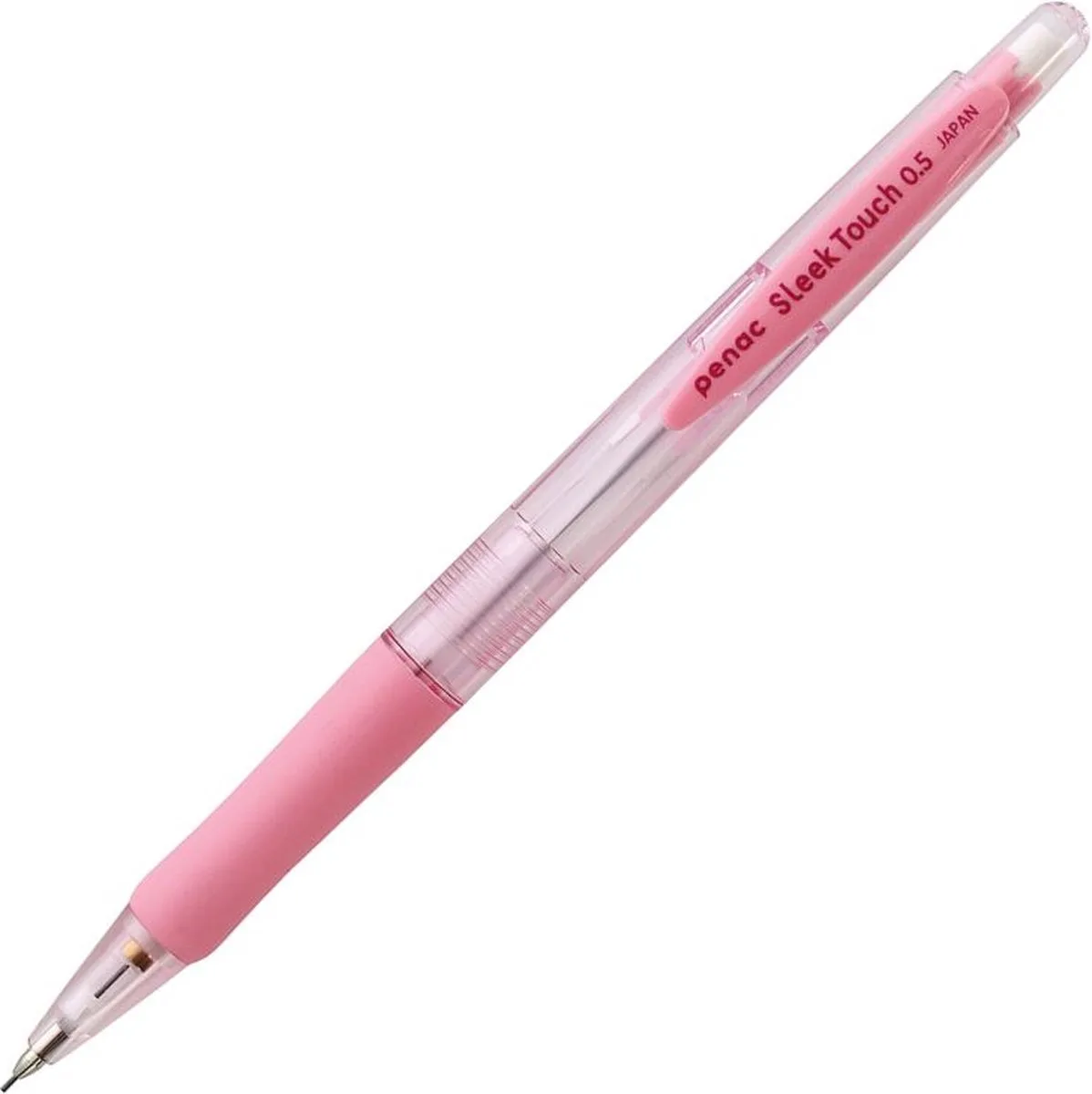 Sleek touch - Mechanical Pencil - Transparant Roze - Vulpotlood - 0.5 mm van Penac in Pastel roze – productfoto