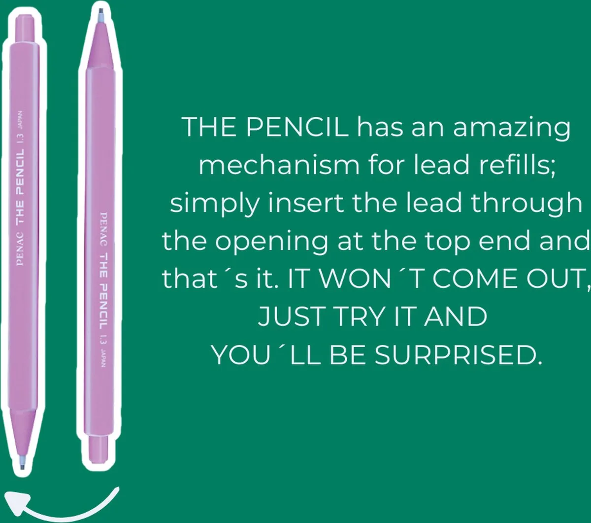 The Pencil Vulpotlood - 1.3mm - Mechanical Pencil - Geel met Wit från Penac i Geel en Wit – produktbild