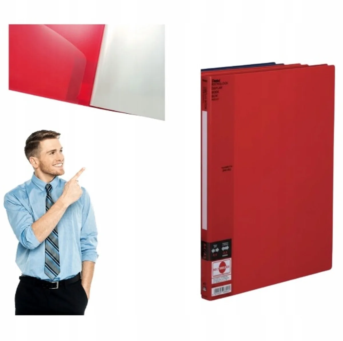 Album SIDE DCF642 A4/A3, 20 zij-openende insteekhoezen by Pentel in Red – product photo