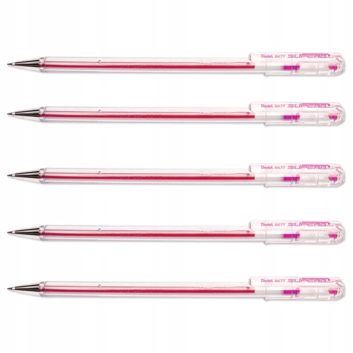 BK77 Rollerballpen, 0,7 mm, - Set bevat 5 van Pentel in Roze – productfoto