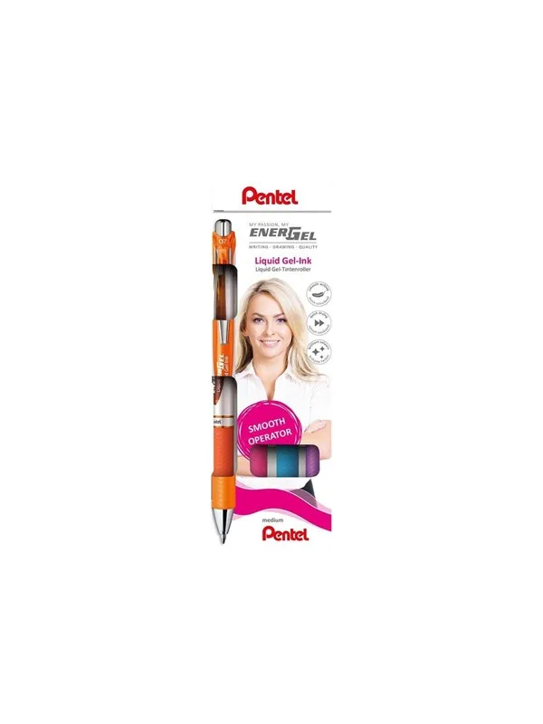 BL77-4COL Energel Roller 0.7mm 4-pack (Orange - Violet - Pink - Light Blue) van Pentel – productfoto