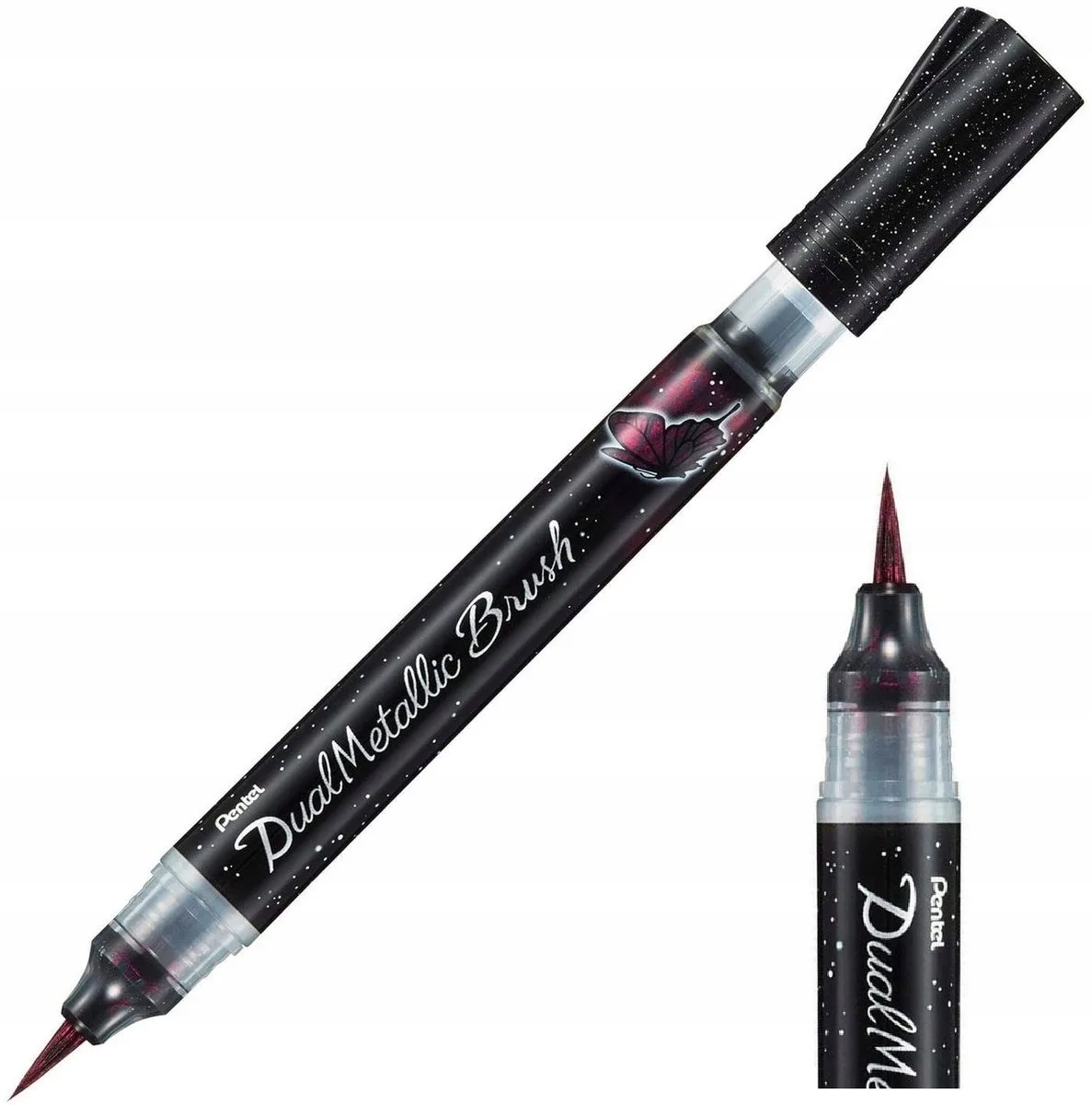 Brush Pen Calligraphy Marker Dual Metallic de Pentel en Noir – photo produit
