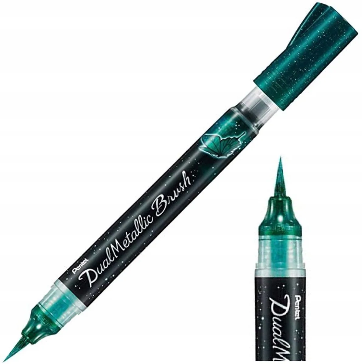 Brush Pen Dual Metallic Kalligrafiepen de Pentel en Vert – photo produit