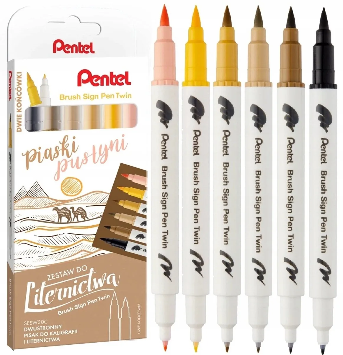 Brush Pen Markers - 6 Kleuren Set voor Kalligrafie by Pentel in Multicolour – product photo