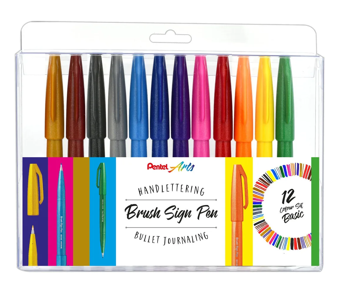 Brush-Pen-Set Mehrfarbig 7.0 - 17.0 mm fra Pentel – produktbillede