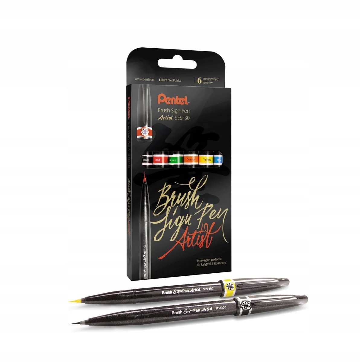 Brush Pen Set voor Kalligrafie - 6 Stuks by Pentel in Multicolour – product photo