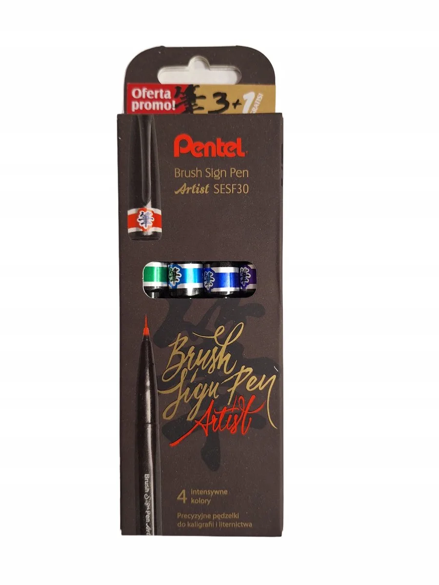 Brush Sign Pen Artist Markers - 4 Stuks de Pentel en Blauwtinten – photo produit
