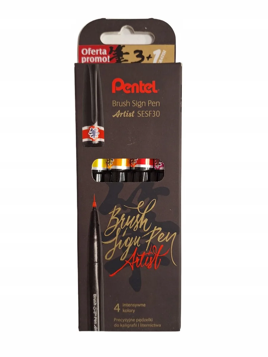 Brush Sign Pen Artist Markers - 4 Stuks Zonnige Kleuren de Pentel en Multicolore – photo produit