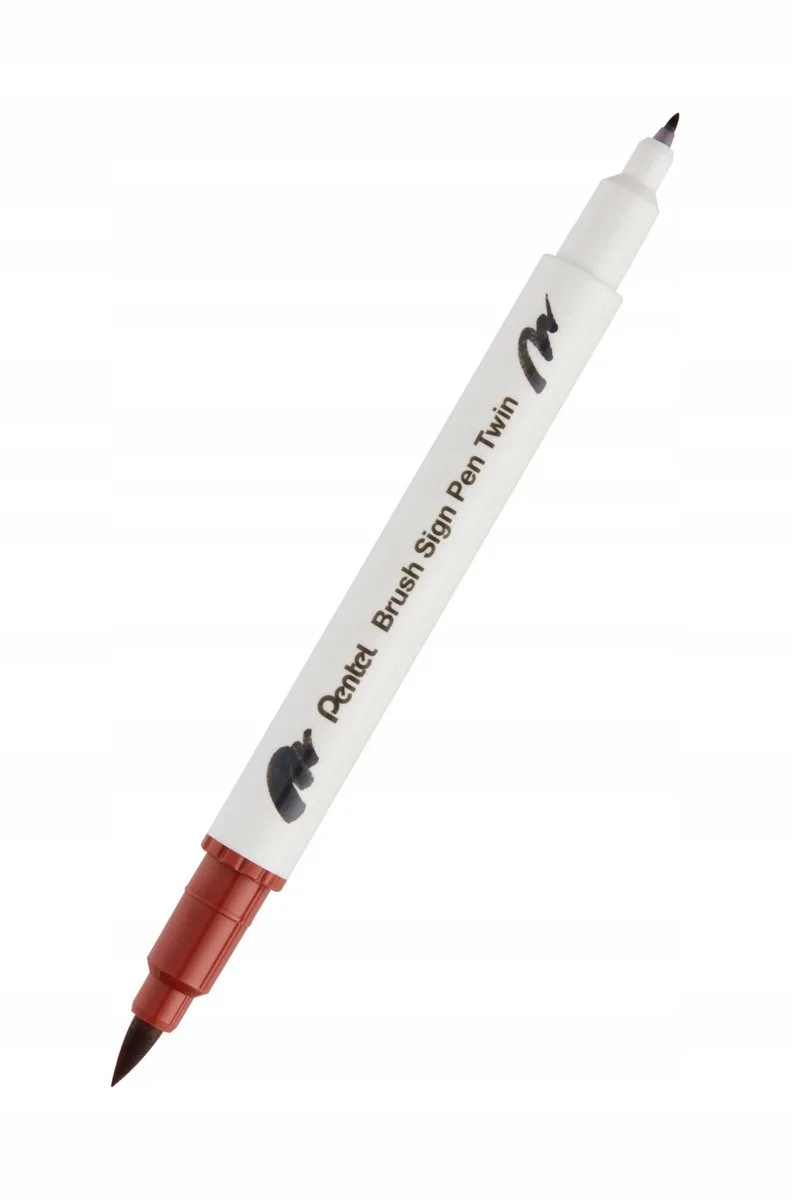 Brush Sign Pen Dubbelzijdig de Pentel en Marron – photo produit