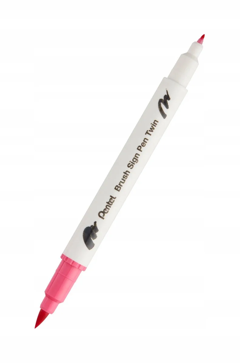 Brush Sign Pen Dubbelzijdig Kalligrafie Karmijn från Pentel i Karmijnrood – produktbild