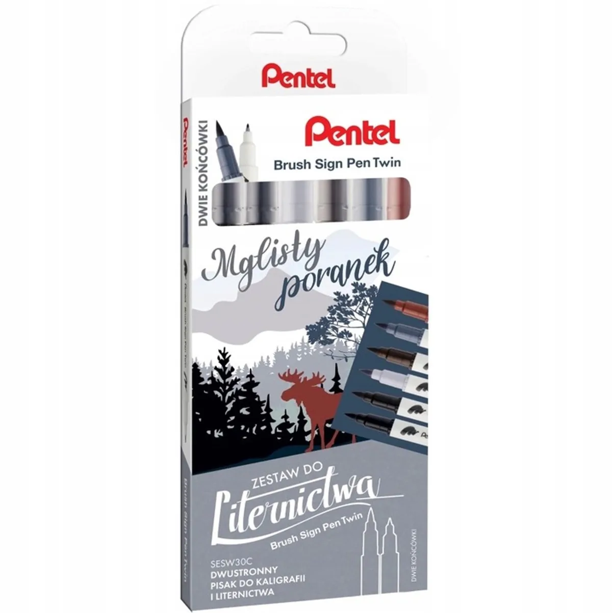 Brush Sign Pen Kalligrafie Markers, 6 Kleuren de Pentel – photo produit