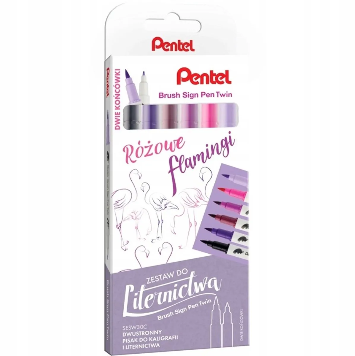 Brush Sign Pen Kalligrafie Markers - 6 kleuren de Pentel en Multicolore – photo produit