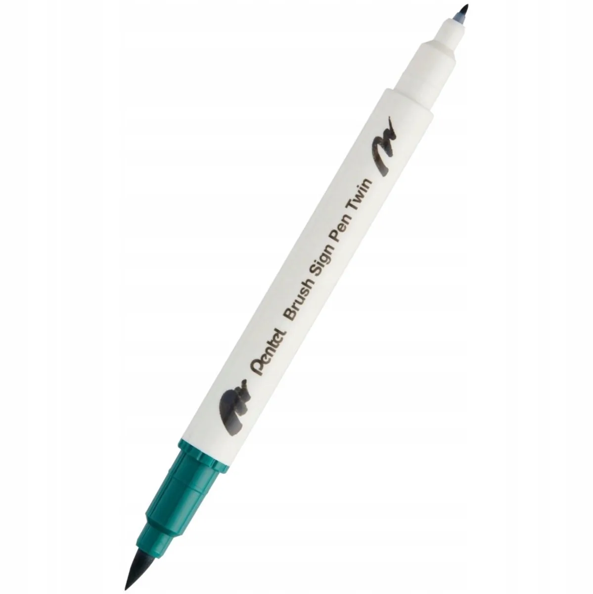 Brush Sign Pen Twin - Dubbelzijdige Kalligrafie Marker de Pentel en Vert foncé – photo produit