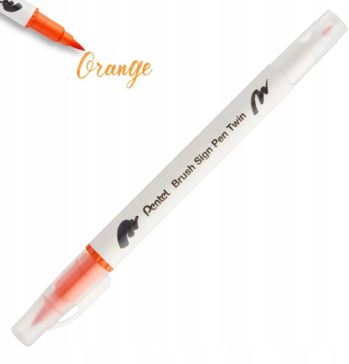 Brush Sign Pen Twin - Kalligrafie Marker van Pentel in Koraalroze – productfoto