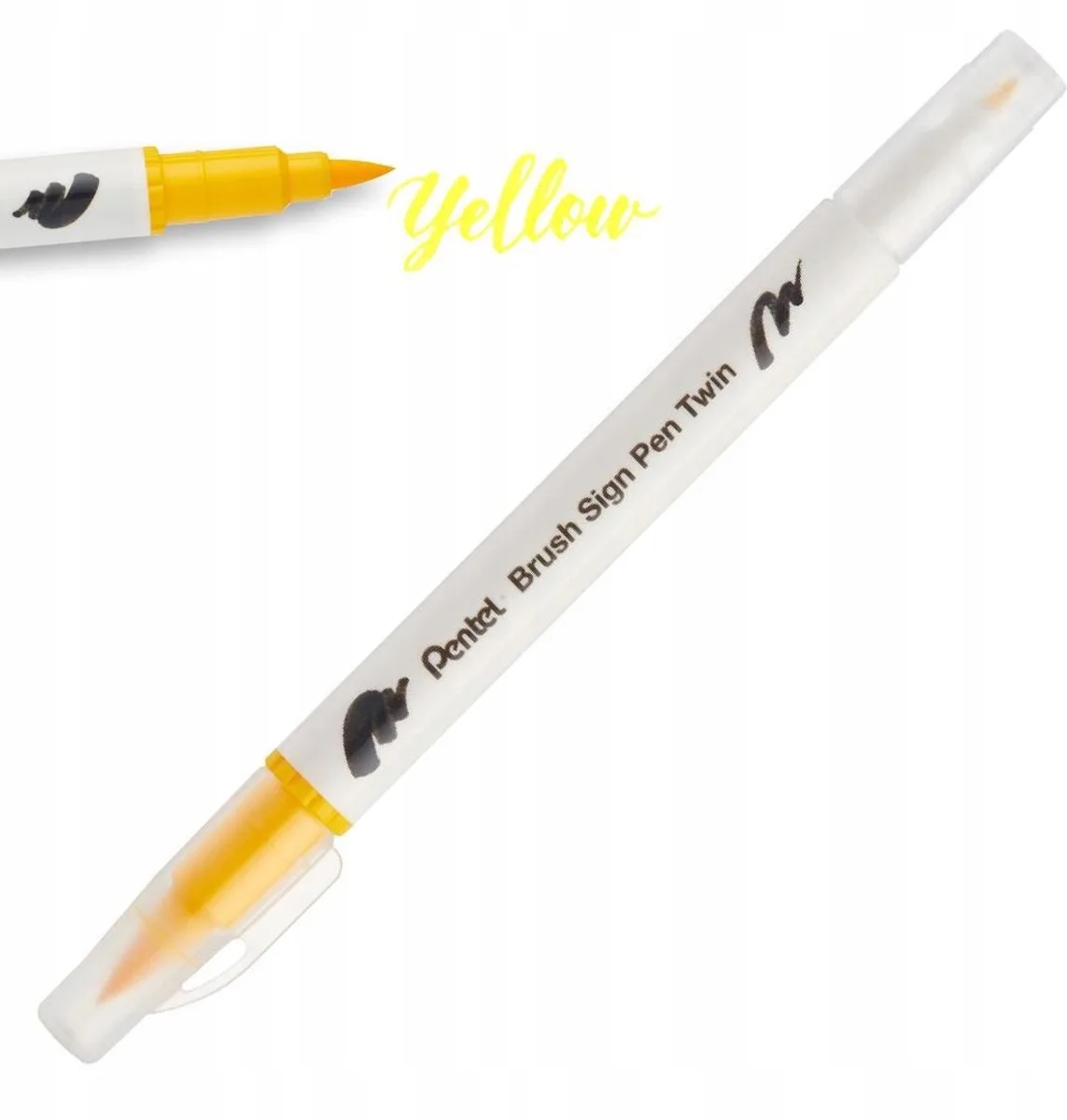 Brush Sign Pen Twin Marker - Ochra - Kalligrafie & Lettering från Pentel i Ochre Yellow – produktbild