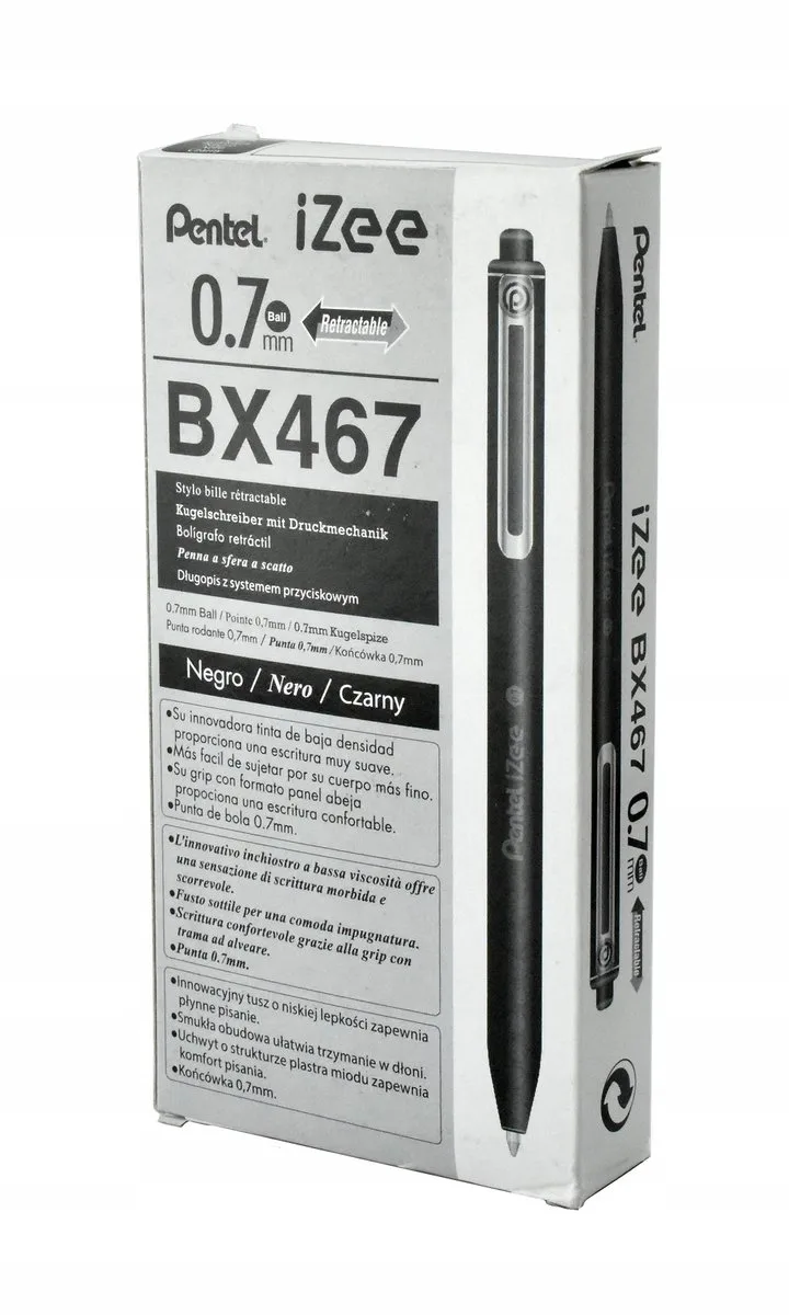BX467 Balpennen 0,7mm - 12 stuks van Pentel in Zwart – productfoto