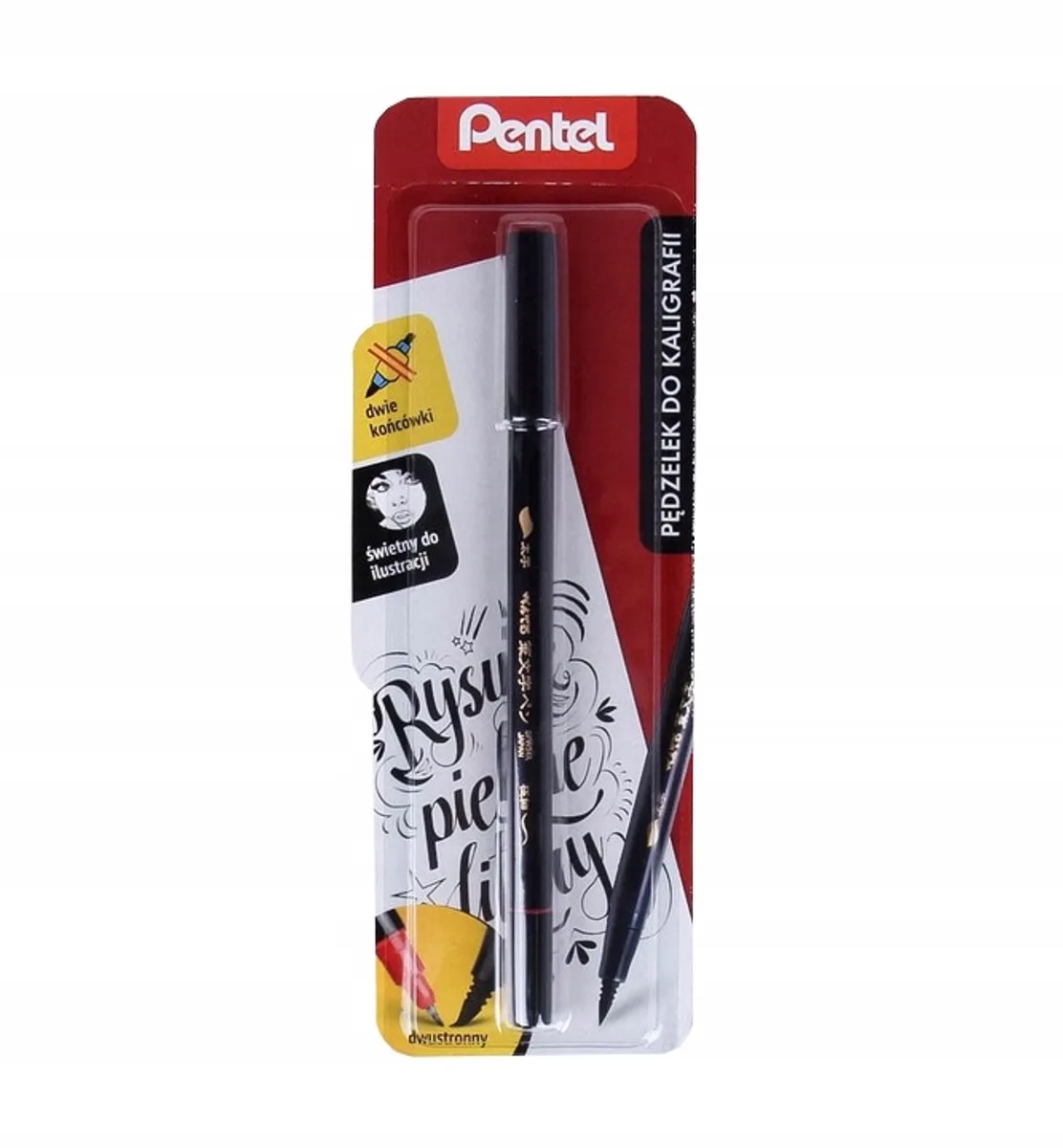 Dubbelzijdige Kalligrafie Stift de Pentel en Noir – photo produit