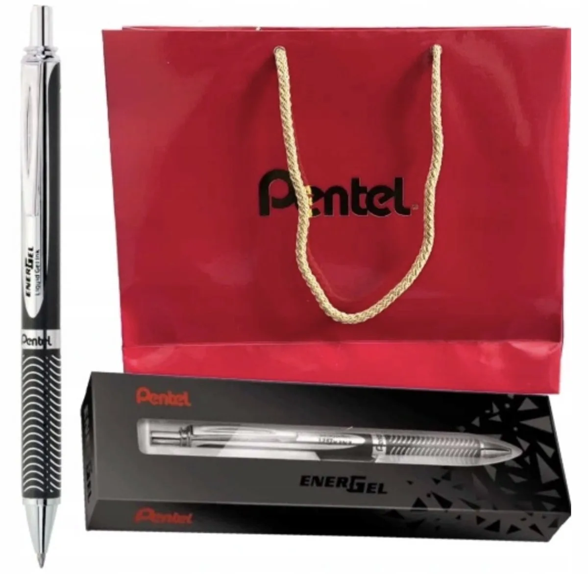 EnerGel BL407A Balpen Zwart - Luxe set met etui de Pentel en Bleu – photo produit