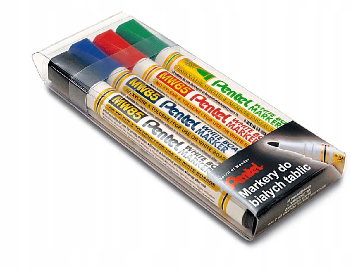 MW85 Set: 4 stuks whiteboardmarkers, verschillende kleuren van Pentel in Meerkleurig – productfoto