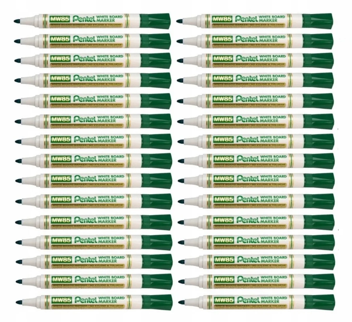 MW85 Whiteboard Markers, Set van 30 van Pentel in Groen – productfoto