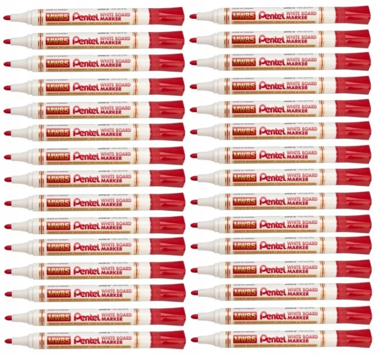 MW85 Whiteboard Markers, Set van 30 van Pentel in Rood – productfoto