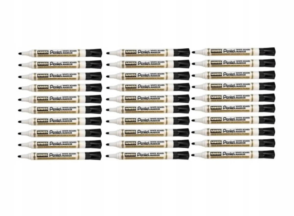 MW85 Whiteboard Markers, Set van 30 von Pentel in Schwarz – Produktfoto