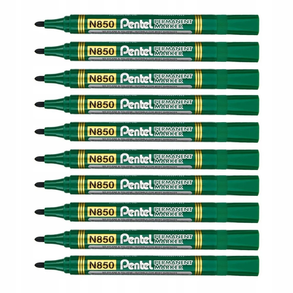 N850 Permanente Marker - 10 Stuks von Pentel in Grün – Produktfoto
