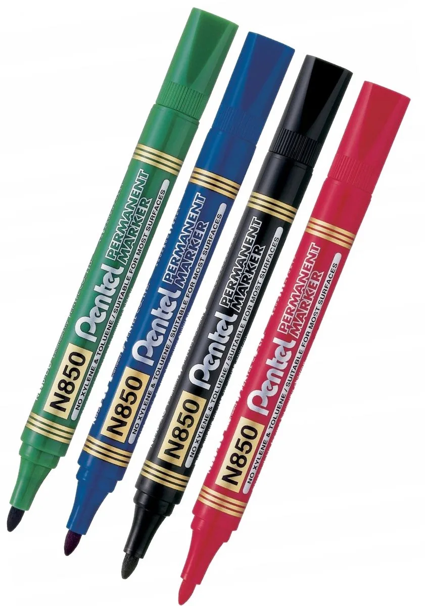 N850 Permanente Markers Set - 4 Kleuren - Ronde Punt van Pentel in Meerkleurig – productfoto