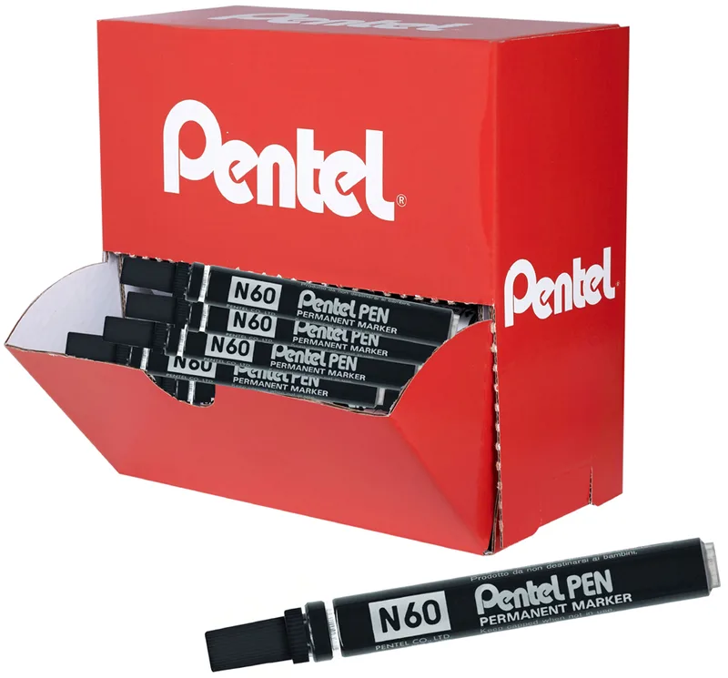 Permanent-Marker N60, schwarz, 36er Thekendisplay von Pentel – Produktfoto