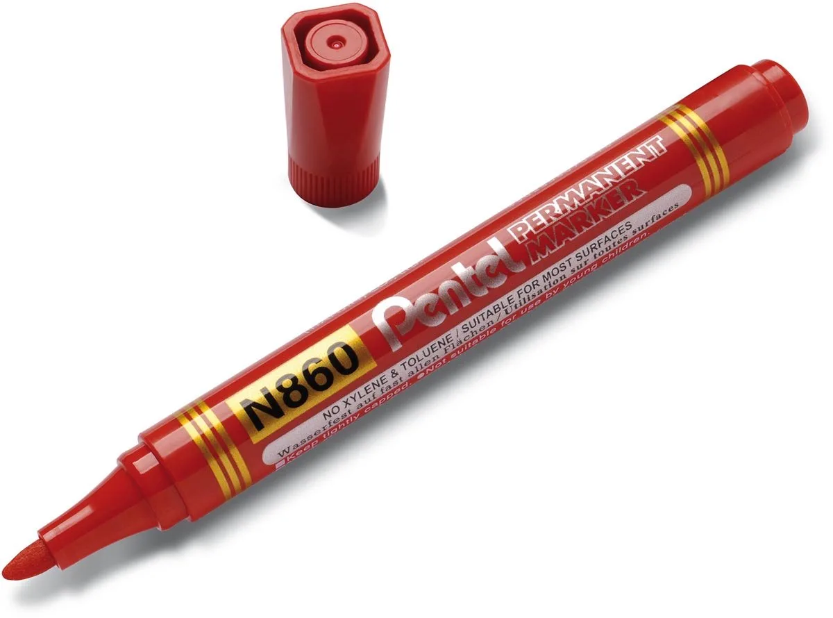 permanente marker N860-B, 12 stuks de Pentel en Rouge – photo produit