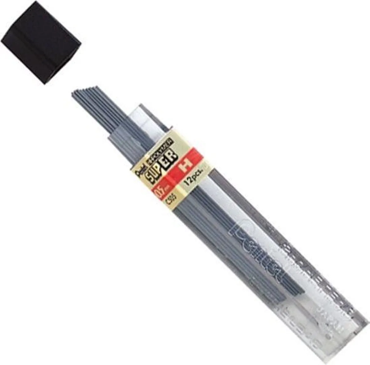 Potloodstift Pentel 0.5mm zwart per koker 4H från Pentel i Grå – produktbild