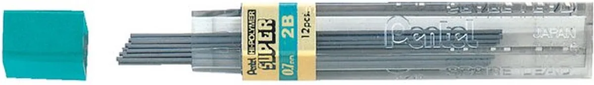 Potloodstift Pentel 0.7mm zwart per koker 2B - 12 stuks de Pentel en Grafiet – photo produit