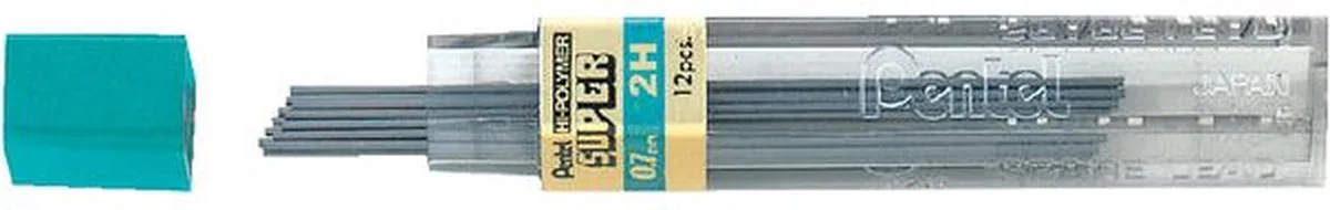 Potloodstift Pentel 2H 0.7mm zwart koker à 12 stuks de Pentel en Grafiet – photo produit