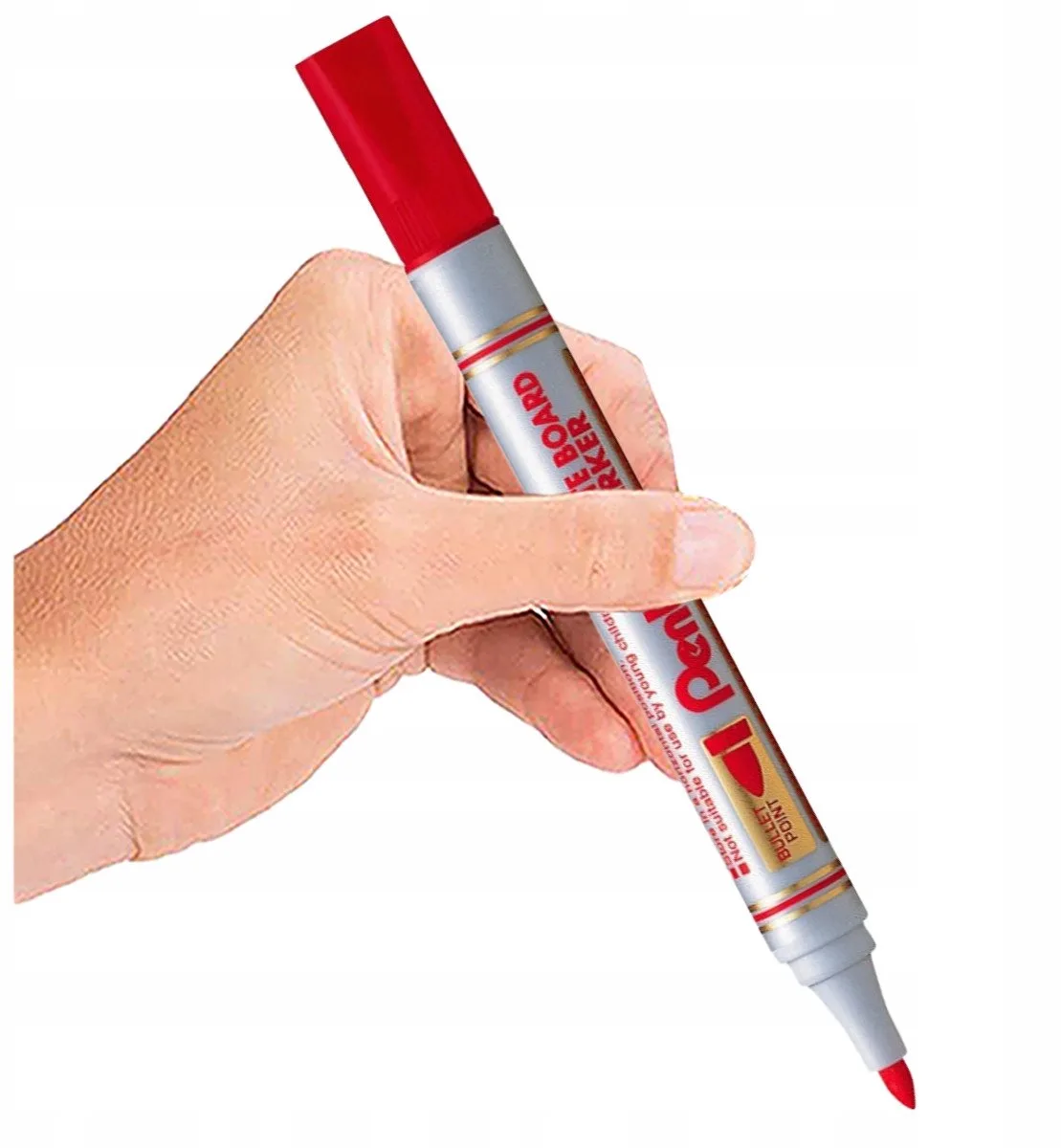 Rode Viltstift voor Whiteboard - Dun, Vlekkeloos Wissen van Pentel in Rood – productfoto