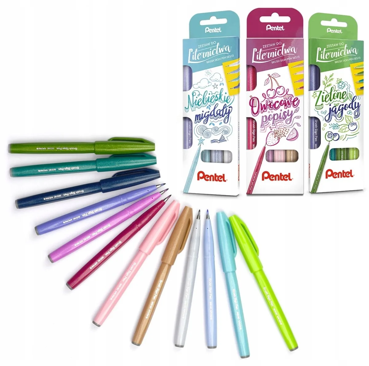 SES15 Brush Pen Kalligrafie Markers - 12 pastelkleuren by Pentel in Pastel – product photo