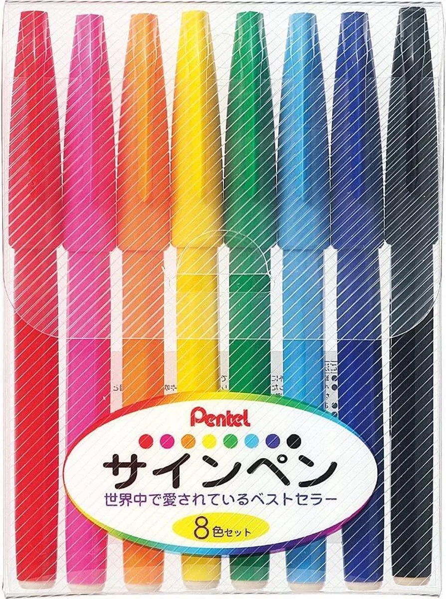 Sign S520 pennen - 8 Kleuren Set fra Pentel i Flerfarvet – produktbillede