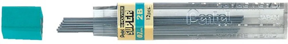 Vulpotlood vulling - 0,7 mm - 2B - 12 stuks de Pentel en Zwart 2B – photo produit