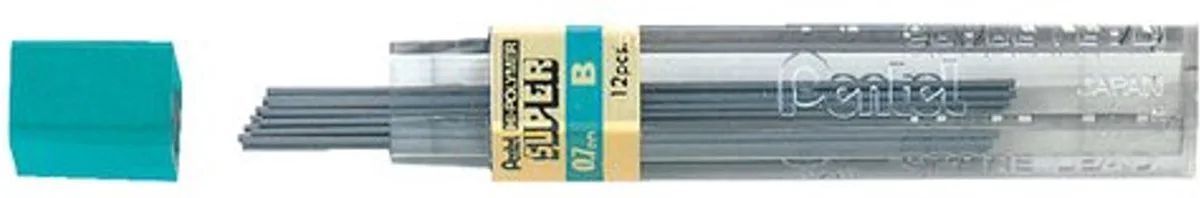 Vulpotlood vulling - 0,7 mm - B - 12 stuks de Pentel en Zwart B – photo produit